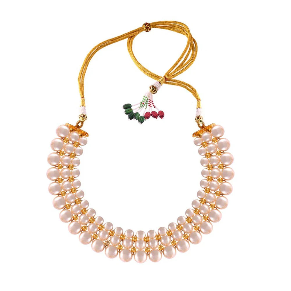 Sparkling Gold Chain Necklaces-Gorgeous 22k Gold Studded Necklace From Tushi Collection