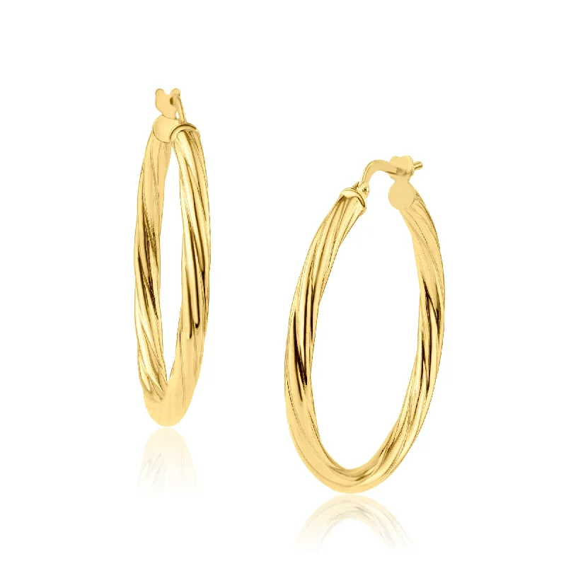 Dainty Gold Earrings-Gold Plated 925 Sterling Silver Silver Twisted 3mm Hoop Earring - ARE00028GP