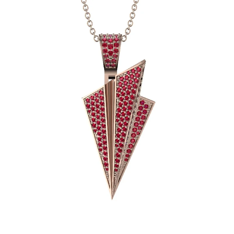 Classic Gold Necklaces-Paper Airplane Ruby Necklace For Men - Walter No. 11