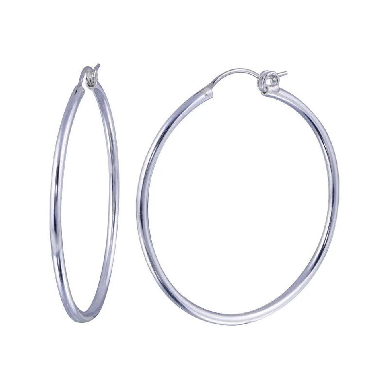 Unique Wedding Stud Earrings-High Polished 925 Sterling Silver Hoop Earrings Rounded Hinge 2mm - HP01-2