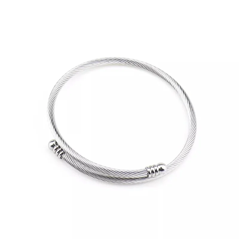 Personalized Gemstone Bangles-Stainless Steel 3mm Wire Bangle