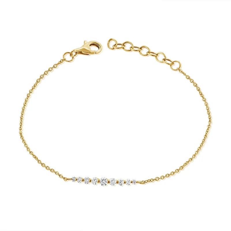 Personalized Silver Link Bracelets-Gorgeous Diamond Chain Bracelet made in 14K Gold