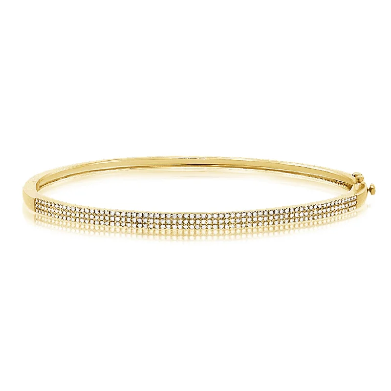 Personalized Gold Wedding Bracelets-OKGs Collection 14K Gold Diamond Bangle Bracelet