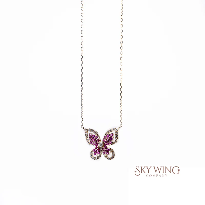 Trendy Silver Chain Necklaces-BUTTERFLY GLAM NECKLACE