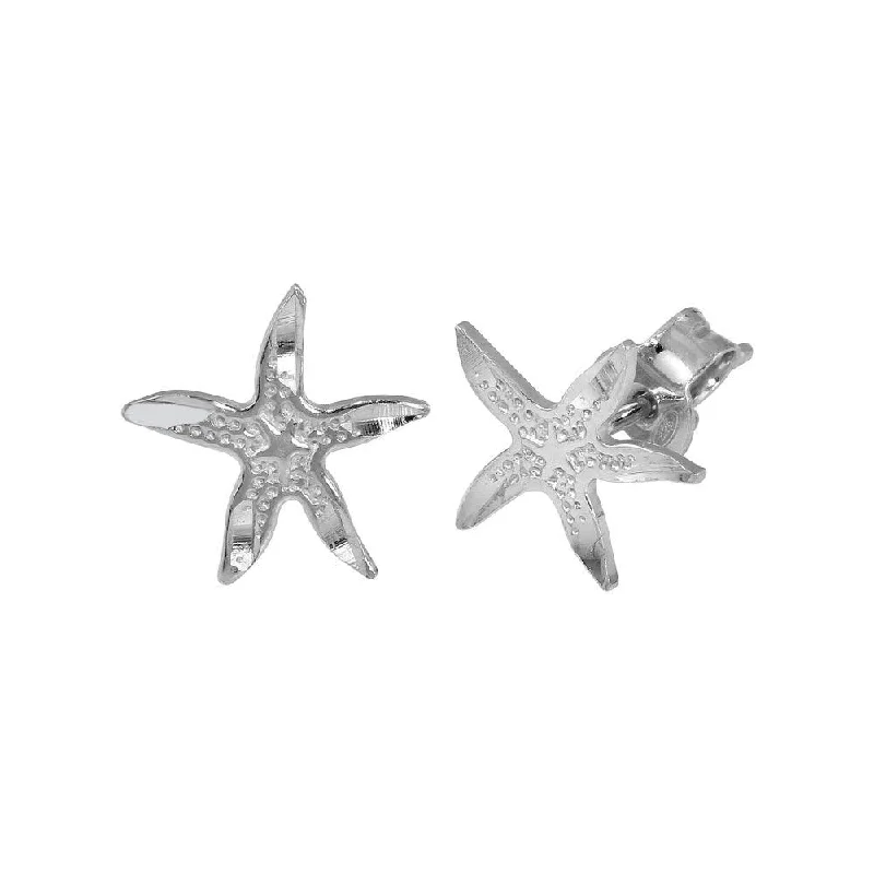 Rose Gold Hoop Earrings-Rhodium Plated 925 Sterling Silver DC Starfish Earrings - ECE00044RH