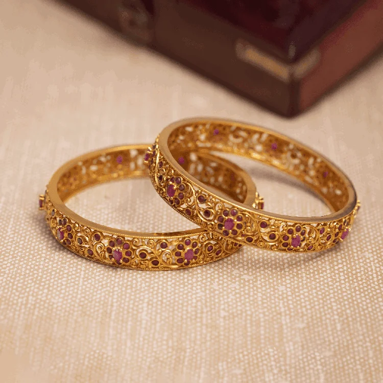 Luxury Gemstone Wedding Bangles-Bangle PSGRBSR2R-013