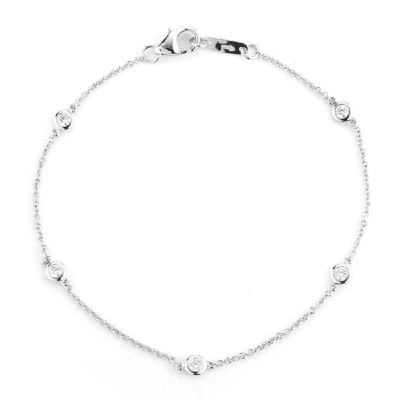 Custom Bead Bracelets-14K White Gold 5 Station Diamond by the Yard Bracelet