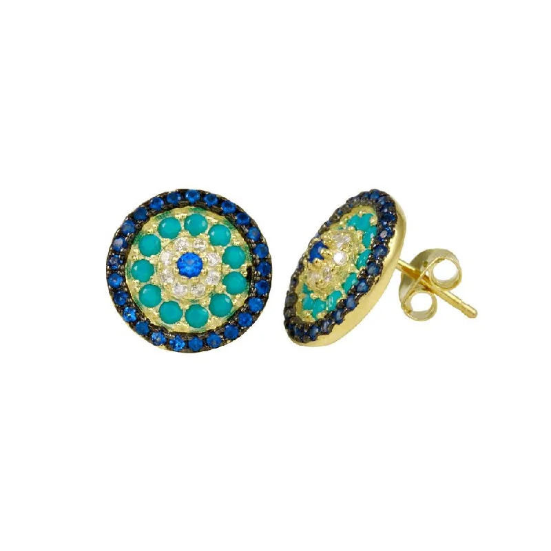 Luxury Pearl Earrings-Gold Plated 925 Sterling Silver Evil Eye Stud Earring - BGE00668