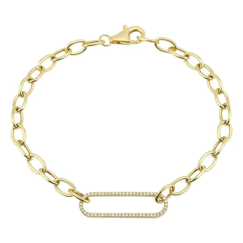 Fashionable Friendship Bracelets-14K Diamond Paperclip Bracelet