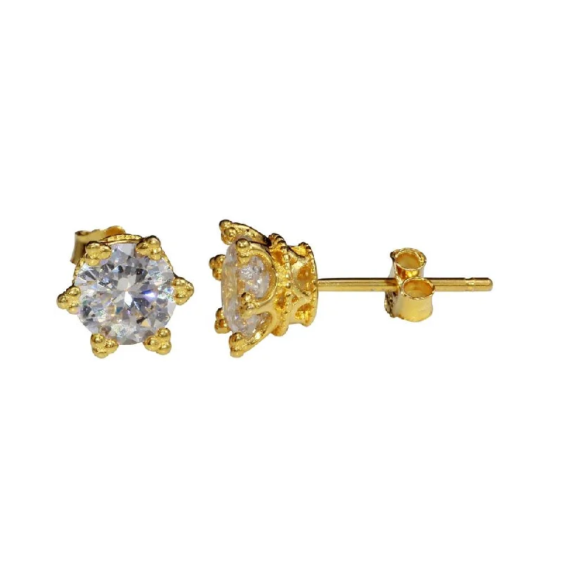 Vibrant Drop Earrings-Gold Plated 925 Sterling Silver CZ Star Stud Earrings - STE01148GP