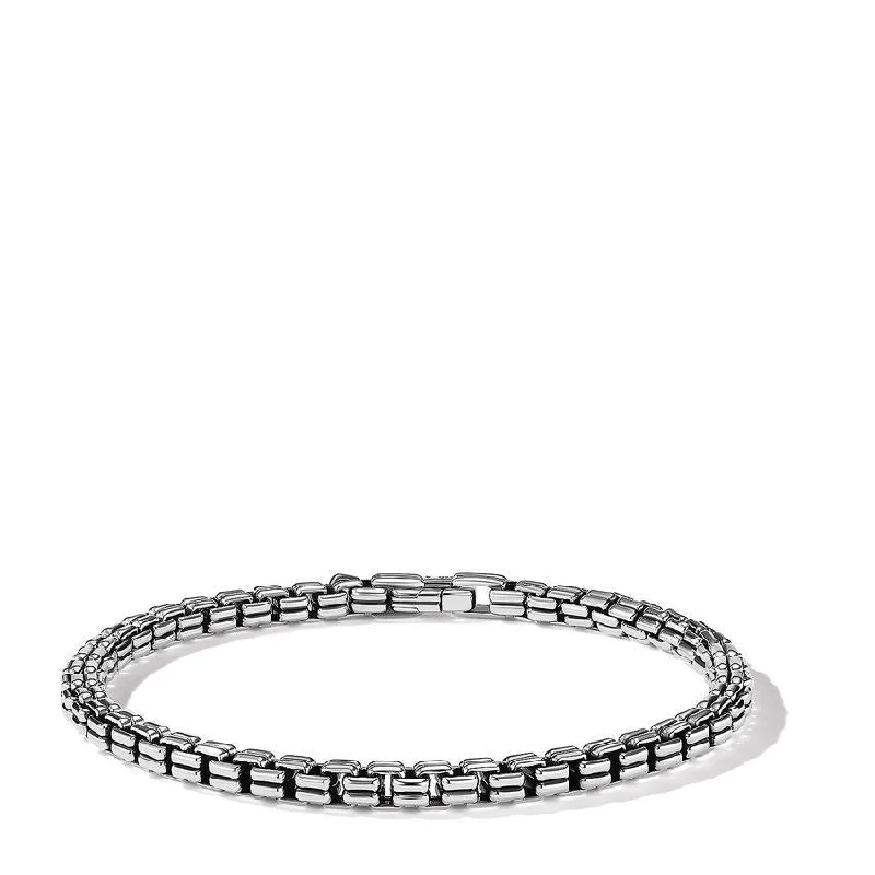 Stylish Chain Link Bracelets-David Yurman Gents Double Box Chain Bracelet in Sterling Silver, 4mm