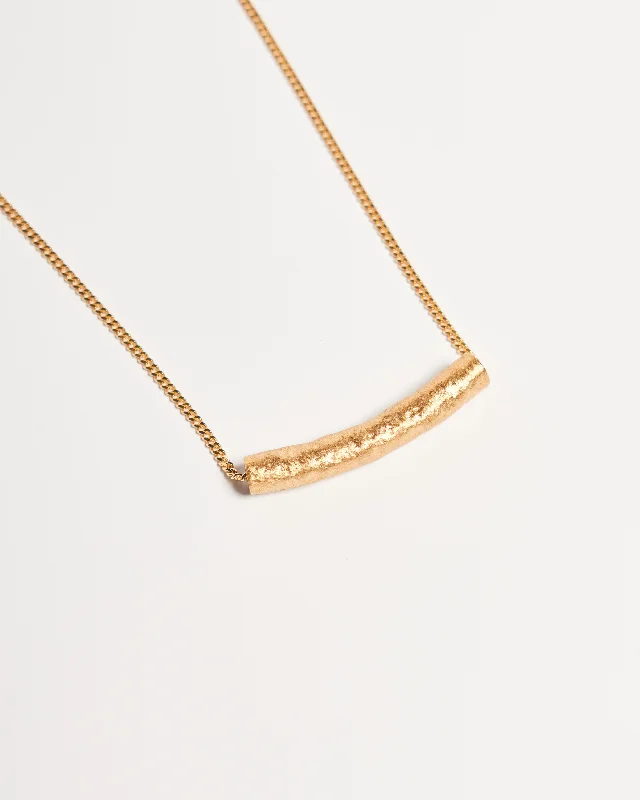 High-Quality Silver Necklaces-Tube Insert Necklace, Solid Gold