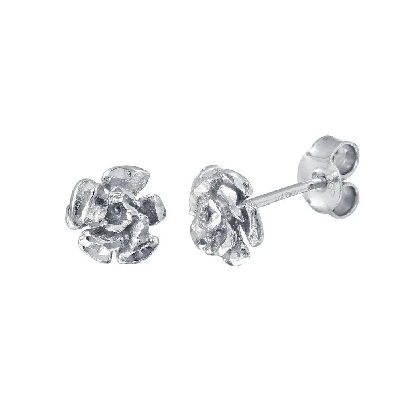 Sparkling Crystal Earrings-Rhodium Plated 925 Sterling Silver Flower Earrings - ECE00056RH