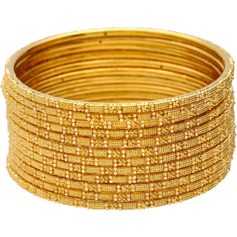 Designer Wedding Bangles-22K Gold Thin Indian Gold Bangle Set of 12