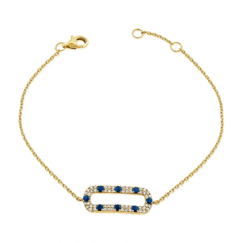 Unique Wedding Bracelets-Sapphire & Diamond Chain Bracelet