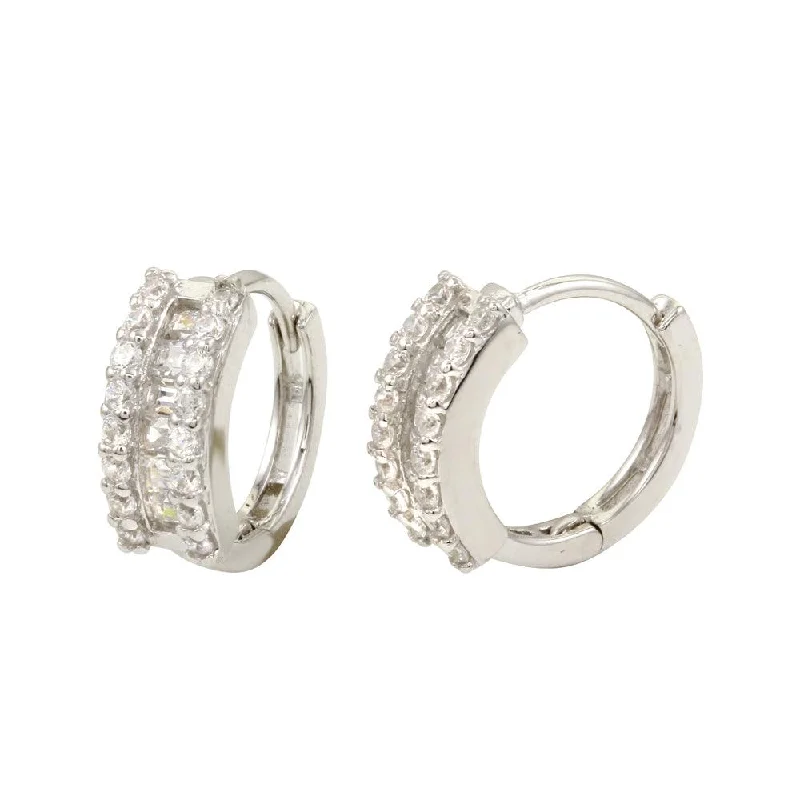 Trendy Pearl Earrings-Rhodium Plated 925 Sterling Silver huggie hoop Earrings - GME00064