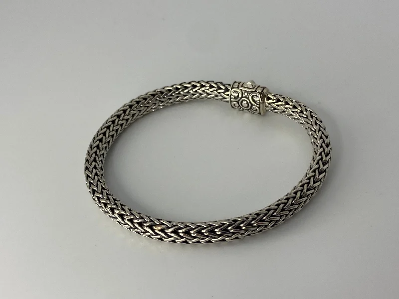 Wedding Bracelets for Brides-Braided Silver Bracelet