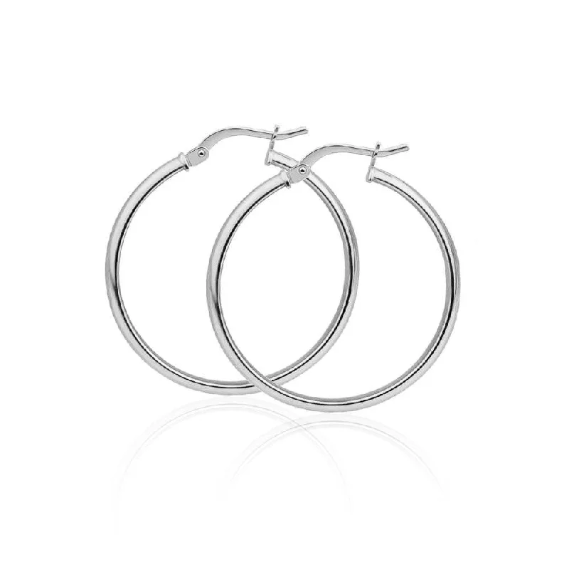 Colorful Gemstone Earrings-High Polished 925 Sterling Silver Hoop Earrings 3mm - HP02-3