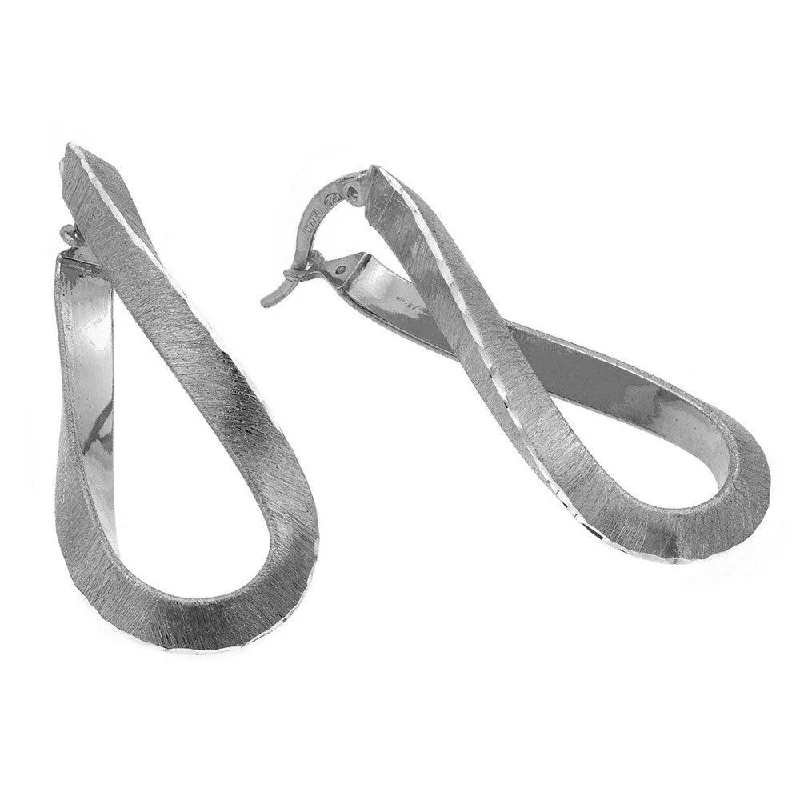 Comfortable Hoop Earrings-Silver 925 Rhodium Plated Twisted Italian Stud Earrings - ITE00076RH