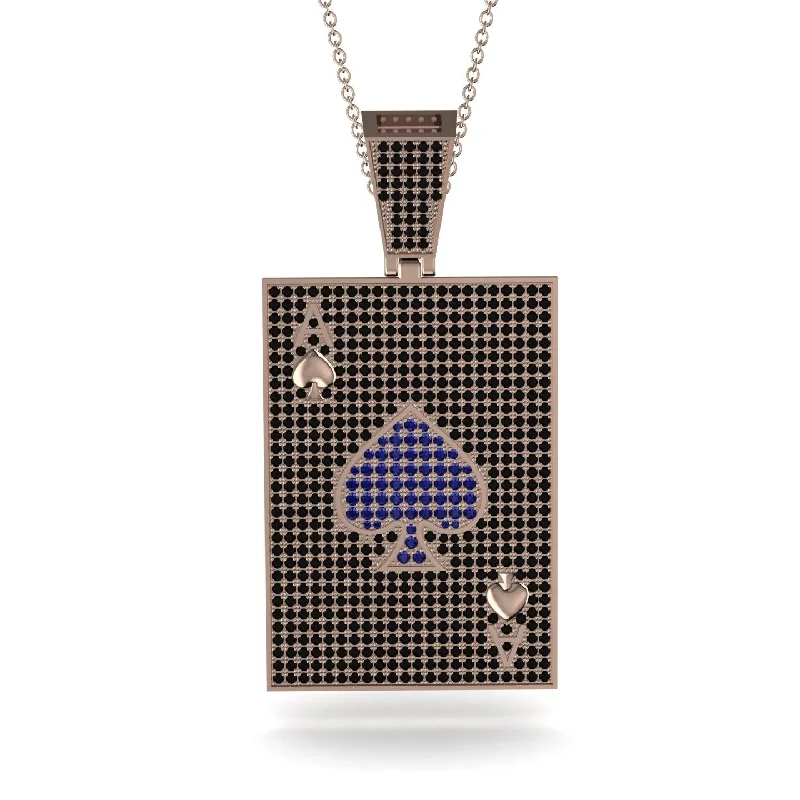 Beautiful Sapphire Necklaces-Ace Of Spades Black Diamond Card Necklace - Tyler No. 44