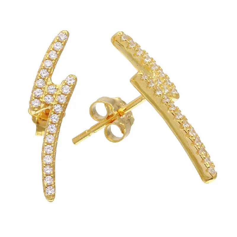 Classic Drop Earrings-Gold Plated 925 Sterling Silver Lightning CZ Earrings - STE01076GP