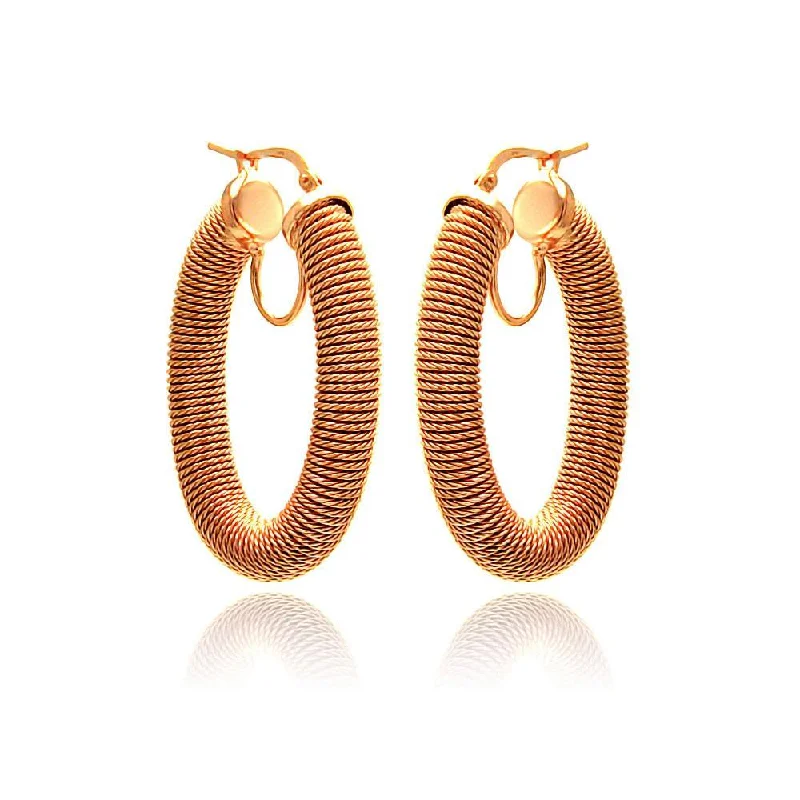 Stylish Hoop Earrings-Clearance-Silver 925 Rose Gold Plated Hoop Earrings - ITE00041RGP