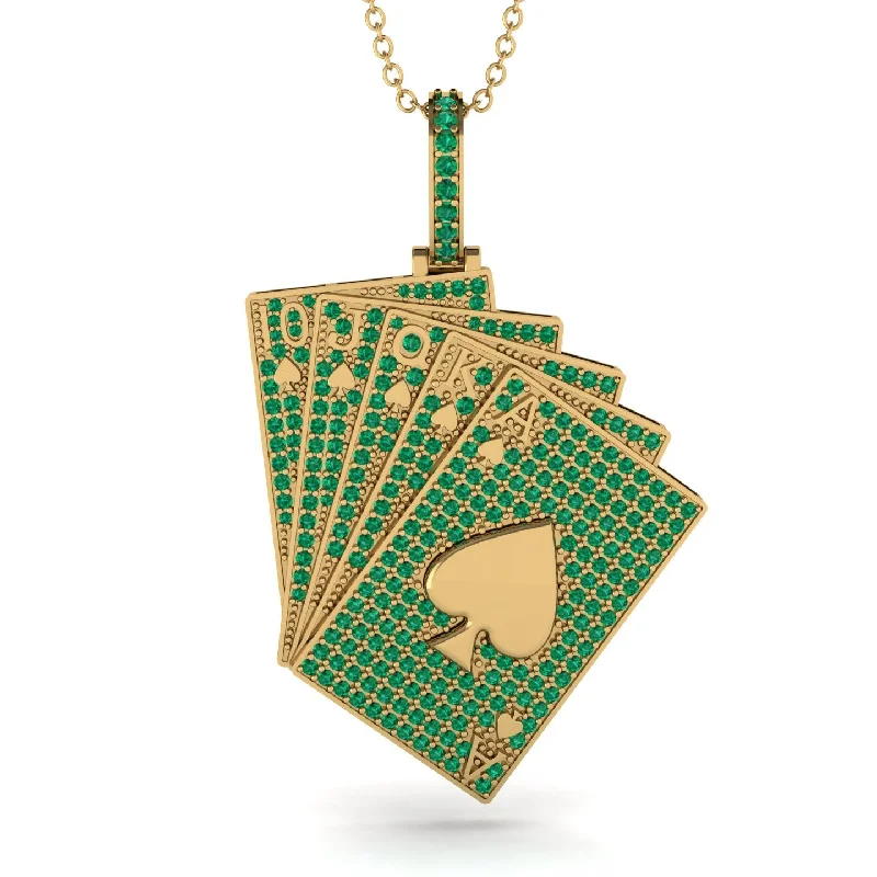 Simple Gold Pendant Necklaces-Royal Flush Poker Emerald Necklace - Jose No. 4