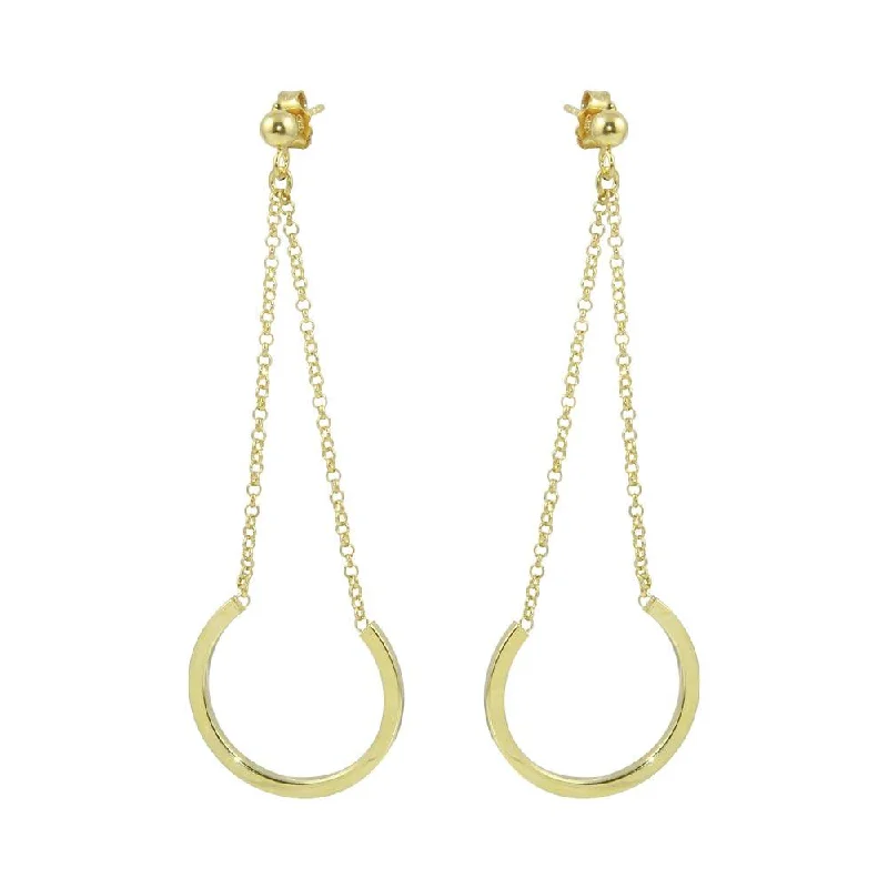 Long Dangle Earrings-Gold Plated 925 Sterling Silver Dangling Earrings - ITE00085GP