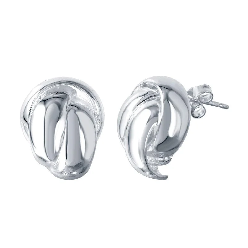 Cute Drop Earrings-Silver 925 Rhodium Plated Overlapping Stud Earrings - STE00740