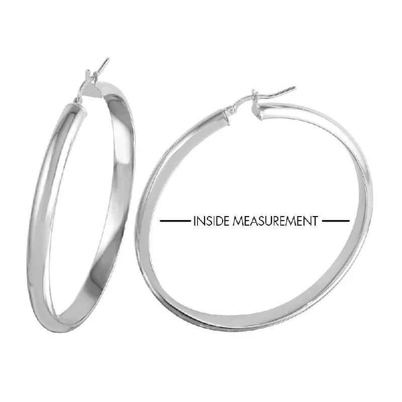 Artistic Hoop Earrings-Rhodium Plated 925 Sterling Silver Electroforming Rounded 5mm Hoop Earrings - ARE00023RH