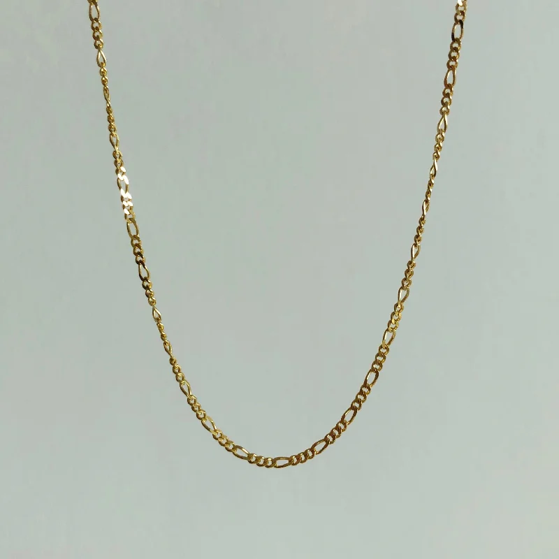 Custom Name Necklaces-Everyday Thin Figaro Chain Necklace / Bracelet, Solid 14k Gold