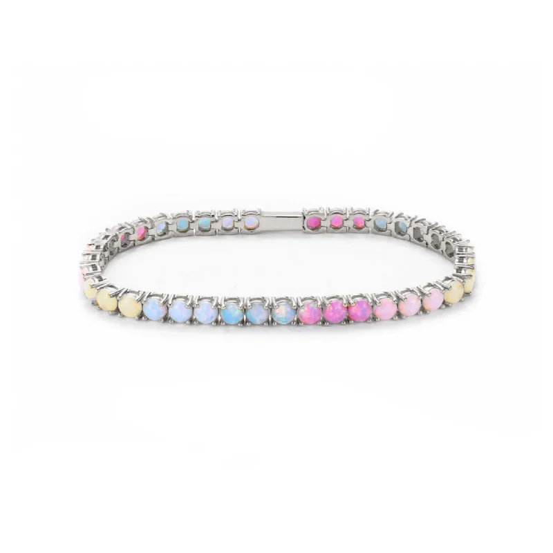 Personalized Gold Bracelets-Sterling Silver Opal Ombre Riviera Bracelet