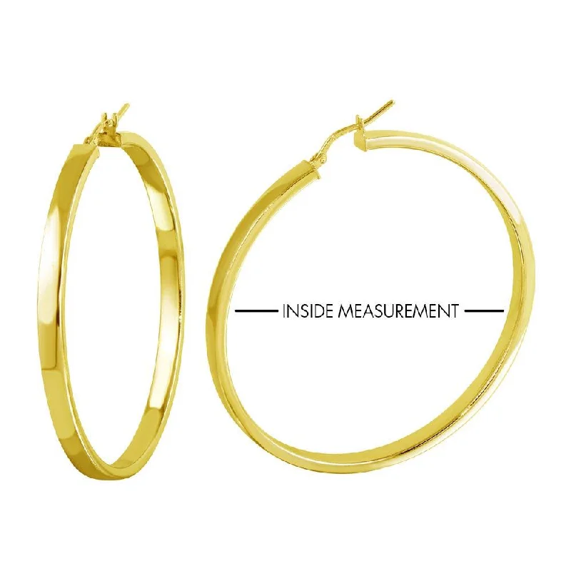 Simple Hoop Earrings-Gold Plated 925 Sterling Silver Electroforming Flat 4mm Hoop Earring - ARE00022GP