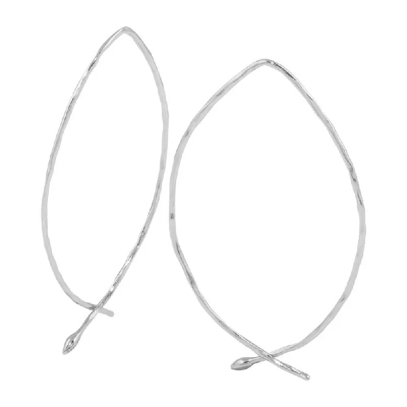 Modern Dangle Earrings-Rhodium Plated 925 Sterling Silver Pull-Through Earrings - STE01103