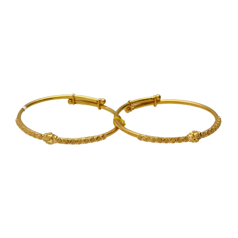 Classic Diamond Bangles-22K Yellow Gold Adjustable Beaded Baby Bangles