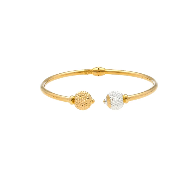 Gemstone Bangles-22K Gold Bangle W/ Facing ball acents