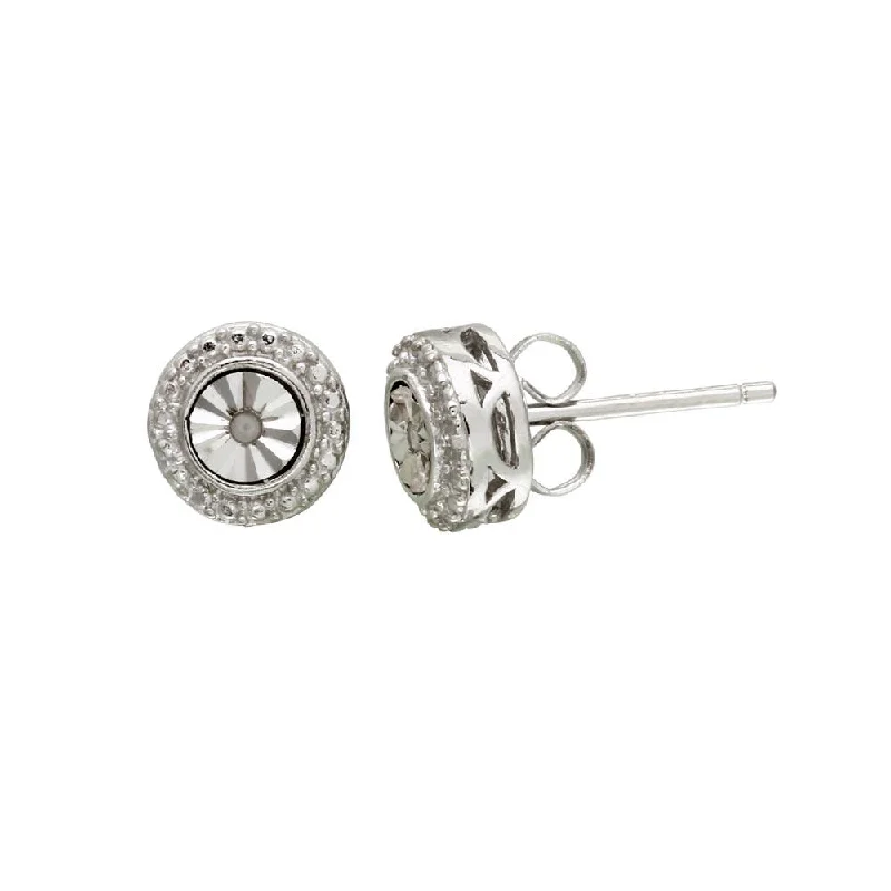 Dainty Gold Earrings-Rhodium Plated 925 Sterling Silver Round Earrings - STE01110