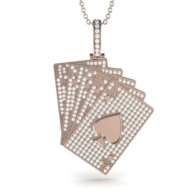 Stylish Gemstone Pendant Necklaces-Royal Flush Poker Diamond Necklace - Jose No. 2