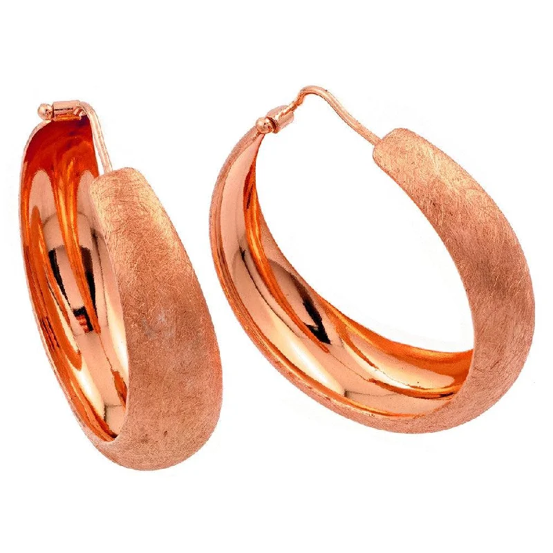 Eye-Catching Earrings-Silver 925 Rose Gold Plated Hoop Earrings - ITE00081RGP