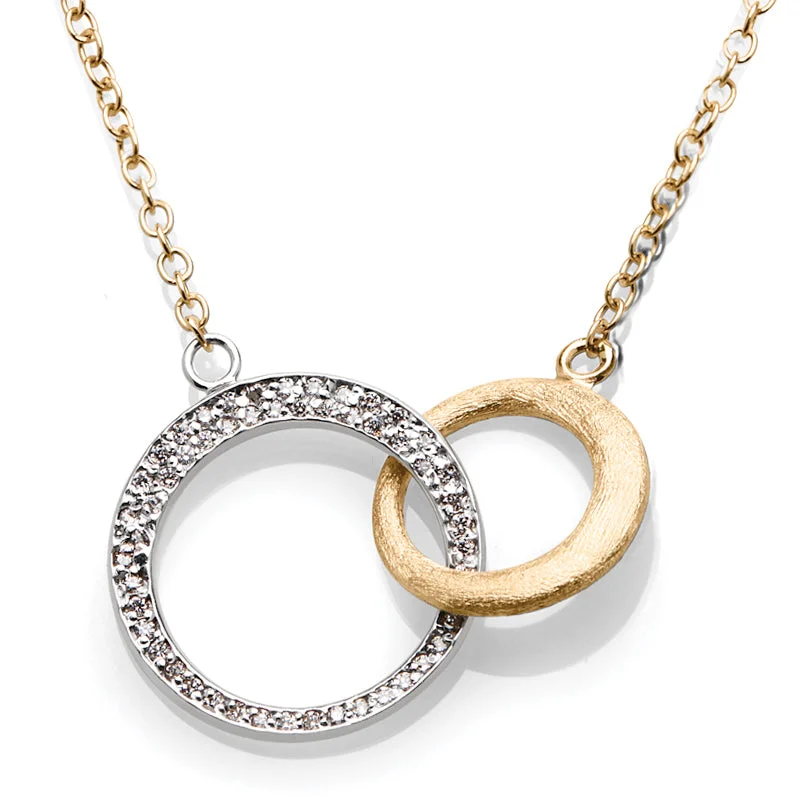 Handmade Necklaces for Women-14K White and Gold Circle Diamond Necklace