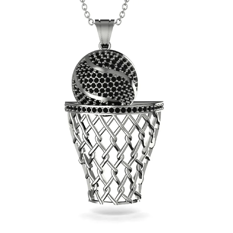 Unique Heart Pendant Necklaces-Basketball Black Diamond Necklace For Men - Kyle No. 9