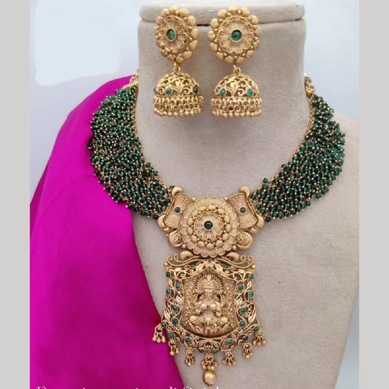 Trendy Heart Necklaces-Jewel Addiction Gold Plated Kundan Stone And Pearls Temple Choker Necklace Set