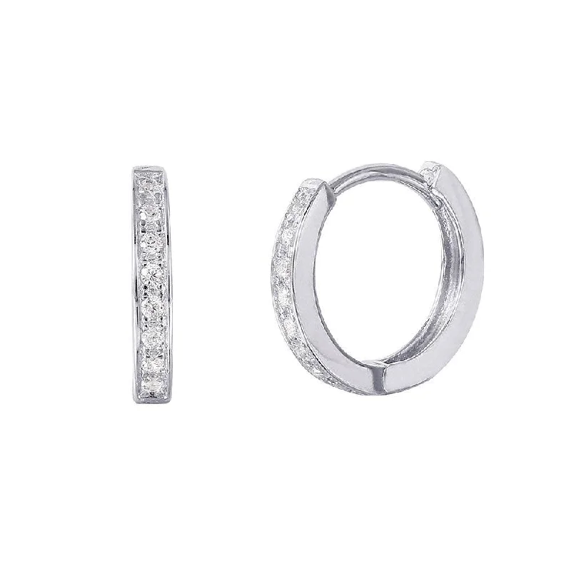 Statement Earrings for Women-Silver 925 Rhodium Plated CZ huggie hoop Earrings with CZ - GME00021