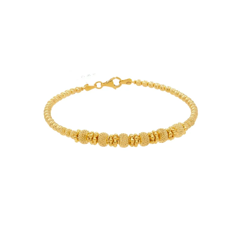 Luxury Gemstone Wedding Bangles-22K Yellow Gold Beaded Princess Bangle