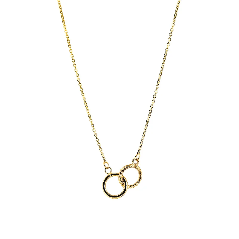 Long Statement Necklaces-Interlocked Mini Circles Necklace, Solid 18k Gold