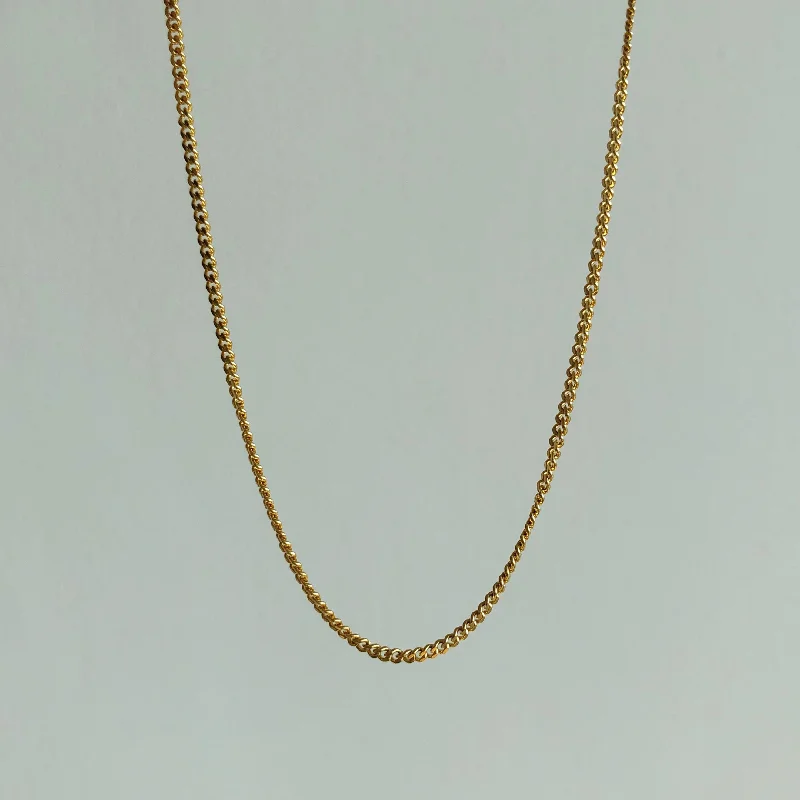 Custom Gemstone Pendant Necklaces-Everyday Petite Cuban Chain Necklace, Solid 14k Gold