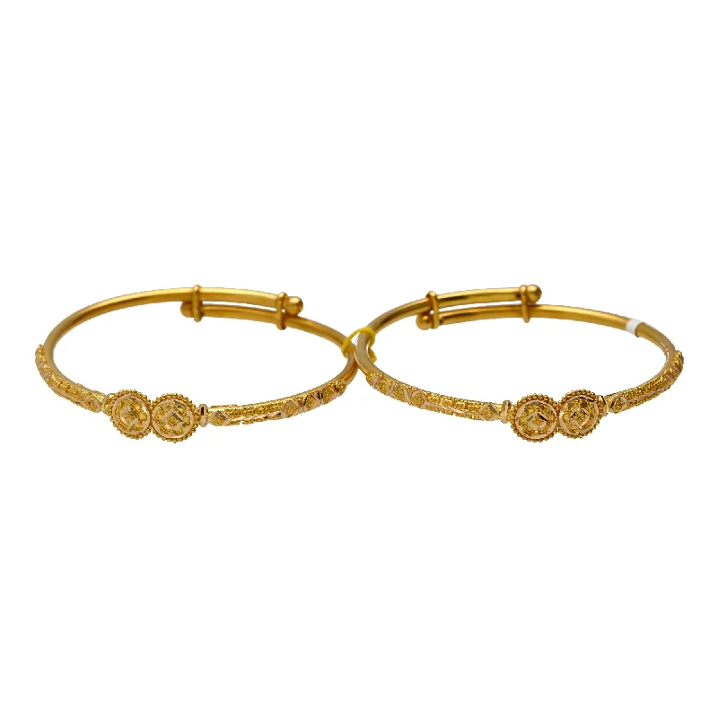 Luxury Stackable Gold Bangles-22K Gold Beaded Medallion Baby Bangles