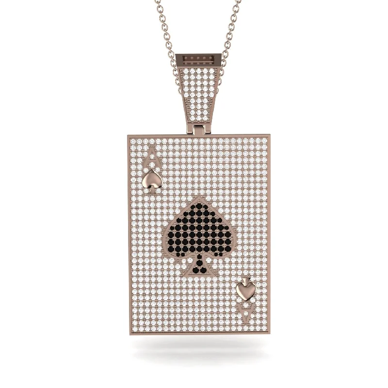 Heart-Shaped Necklaces-Ace Of Spades Diamond Card Necklace - Tyler No. 8