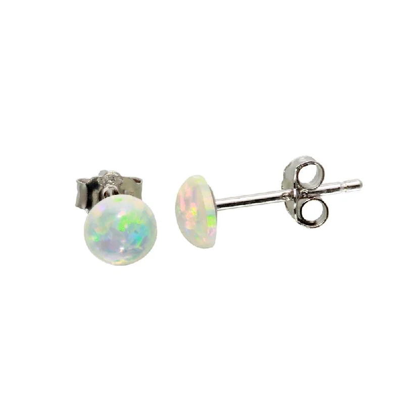 Modern Dangle Earrings-Rhodium Plated 925 Sterling Silver Opal CZ Stud Earrings - STE01124