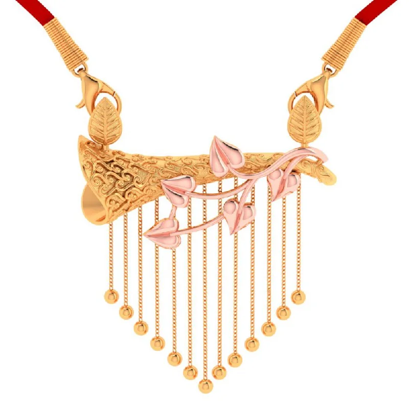 Trendy Heart Necklaces-Leafy Sanai Style 22k Gold Necklace